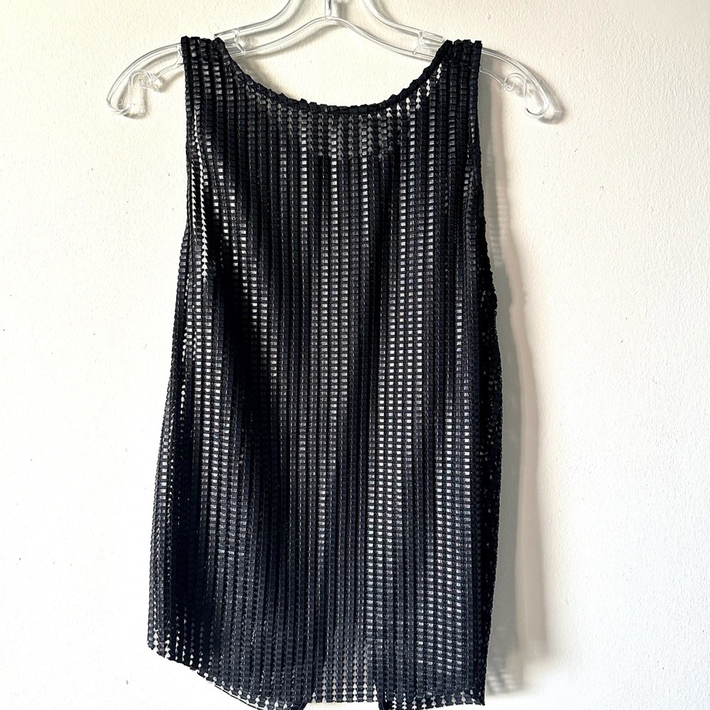 Kookai Mesh Tank in Noir with back zip, Sz 36